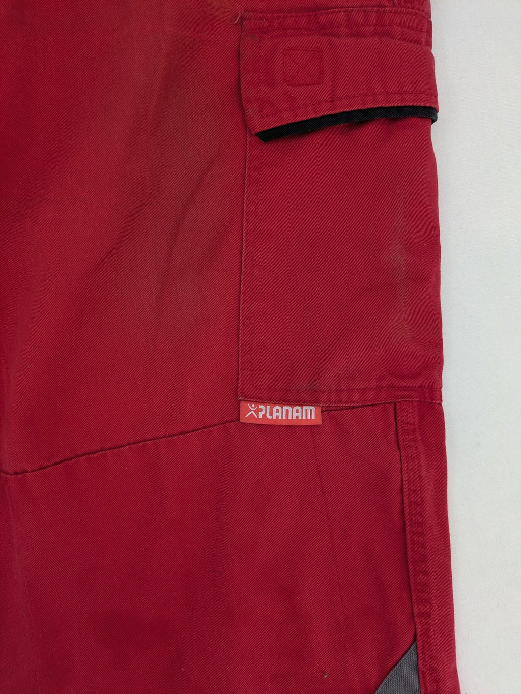 Planam hunting tactical pants red grey elastic waistband multiple utility pockets