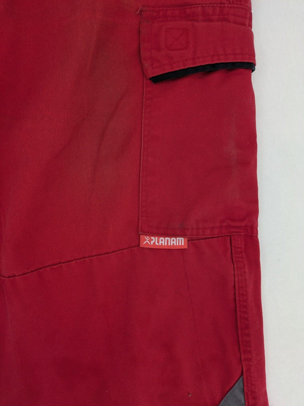 Planam hunting tactical pants red grey elastic waistband multiple utility pockets