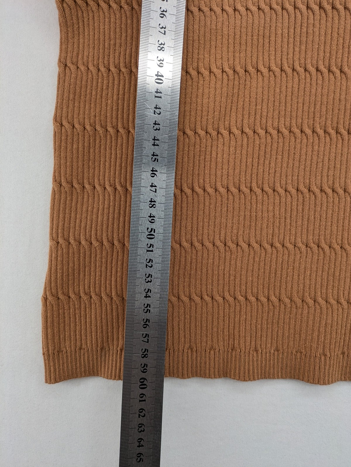 Esprit brown turtle neck jumper with ribbed texture and wide U-neckline.