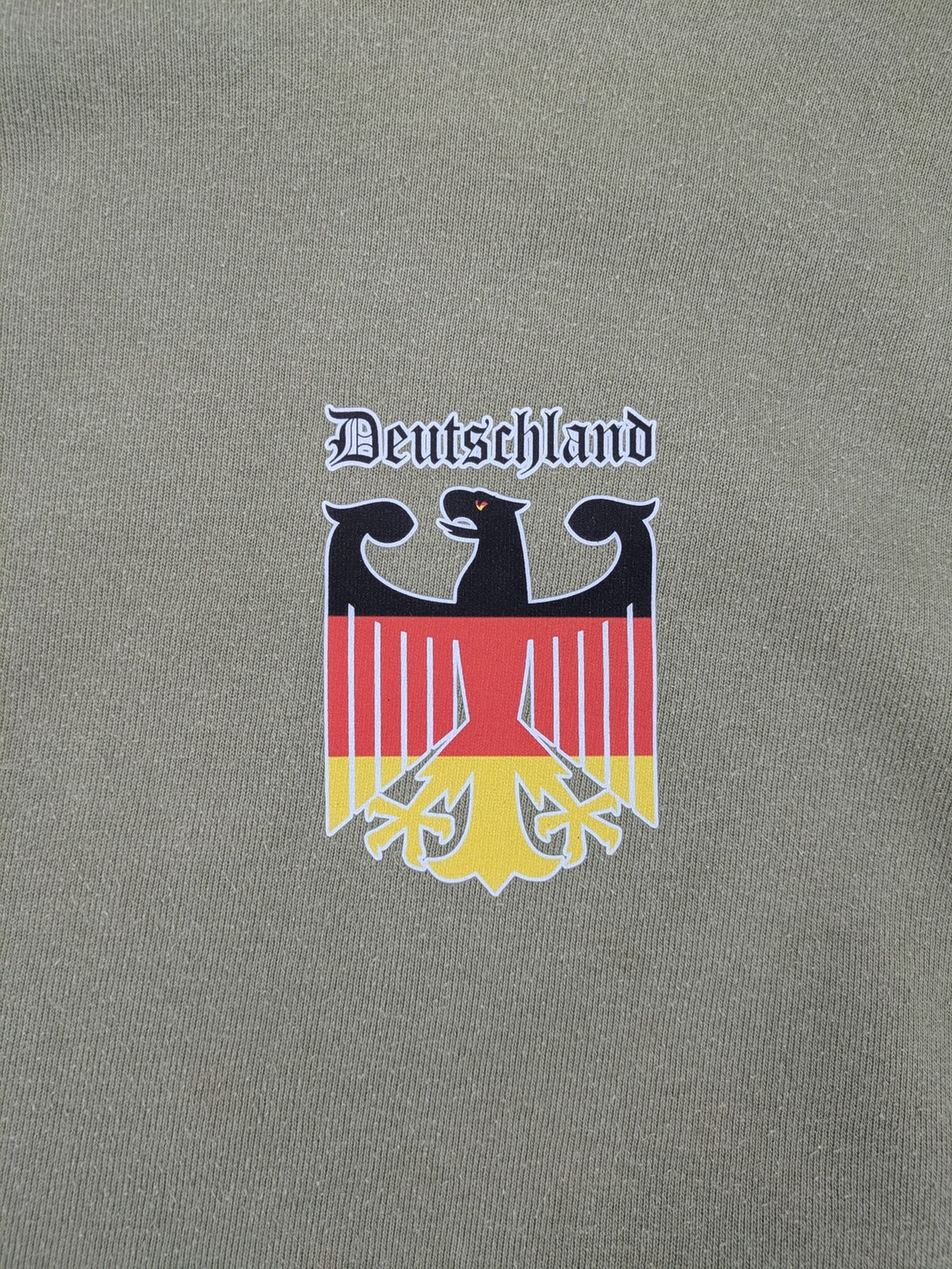 Vintage Deutschland turtle neck jumper khaki with eagle crest and raglan sleeves.
