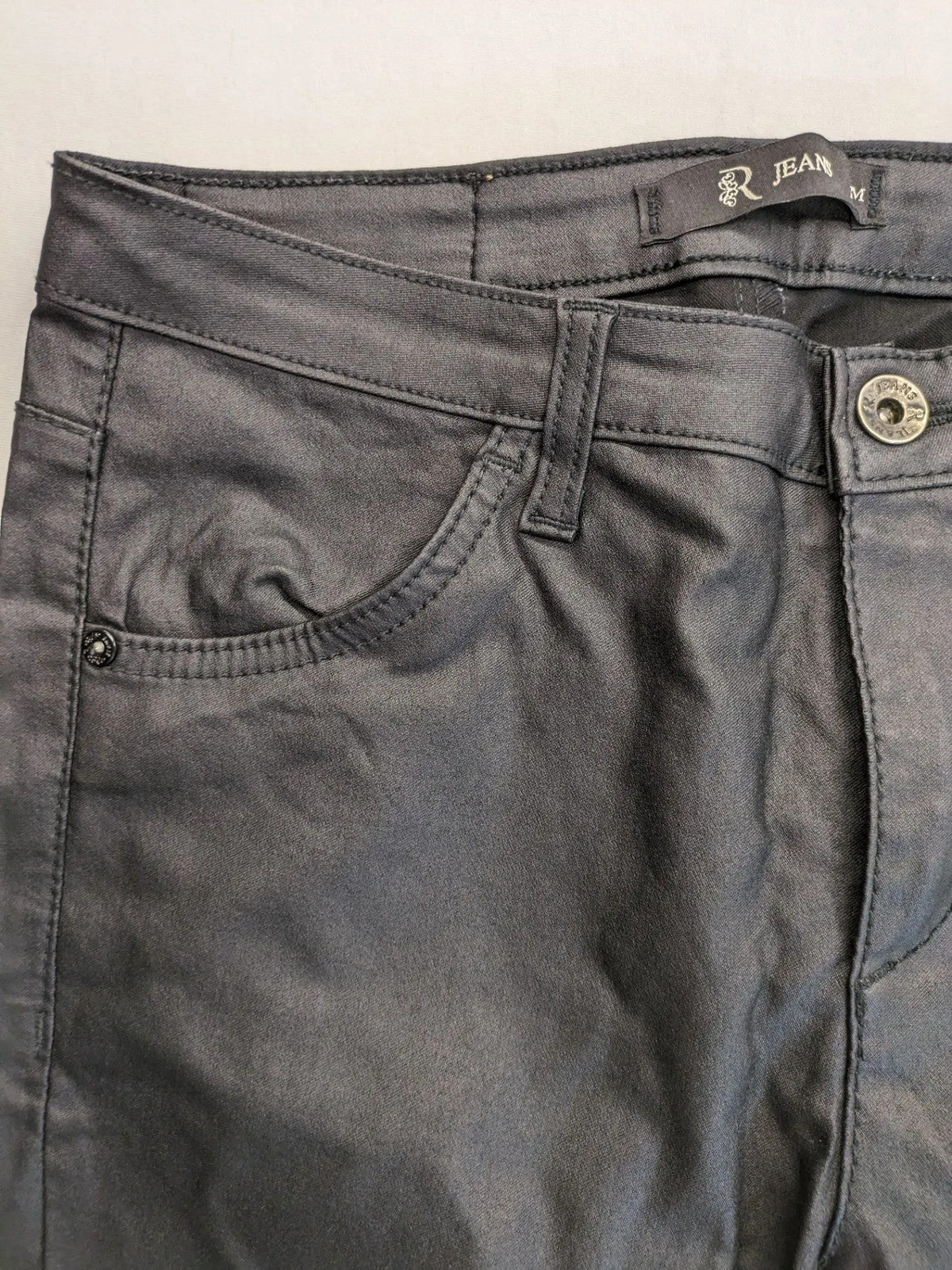 Rinascimento black straight jeans faux leather look skinny fit with glossy finish