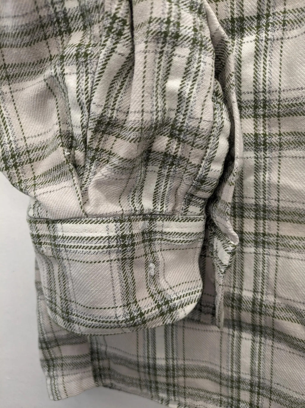OS Trachten beige green checkered long sleeve shirt with button-up front and chest pocket.
