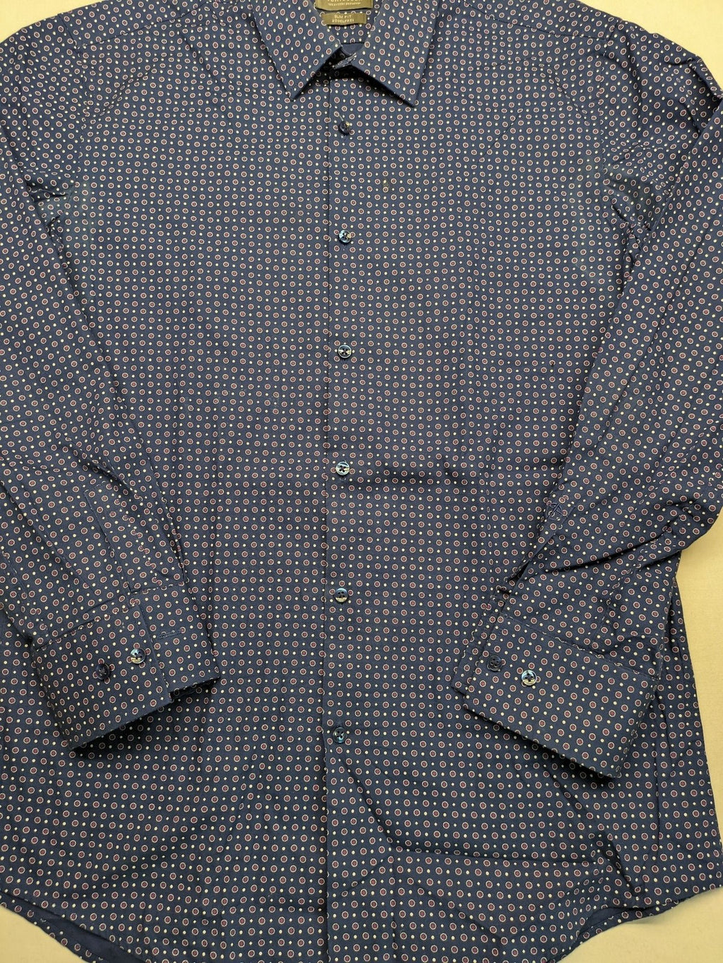 Schiesser pink button-up shirt slim fit geometric pattern breathable cotton