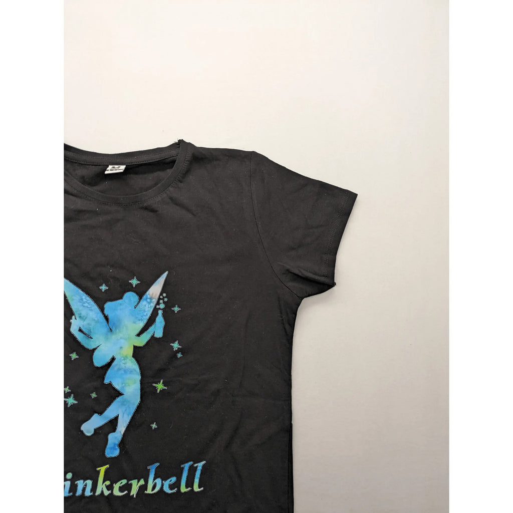 Roly multi T-shirt black with Tinkerbell graphic and comfortable round neckline.