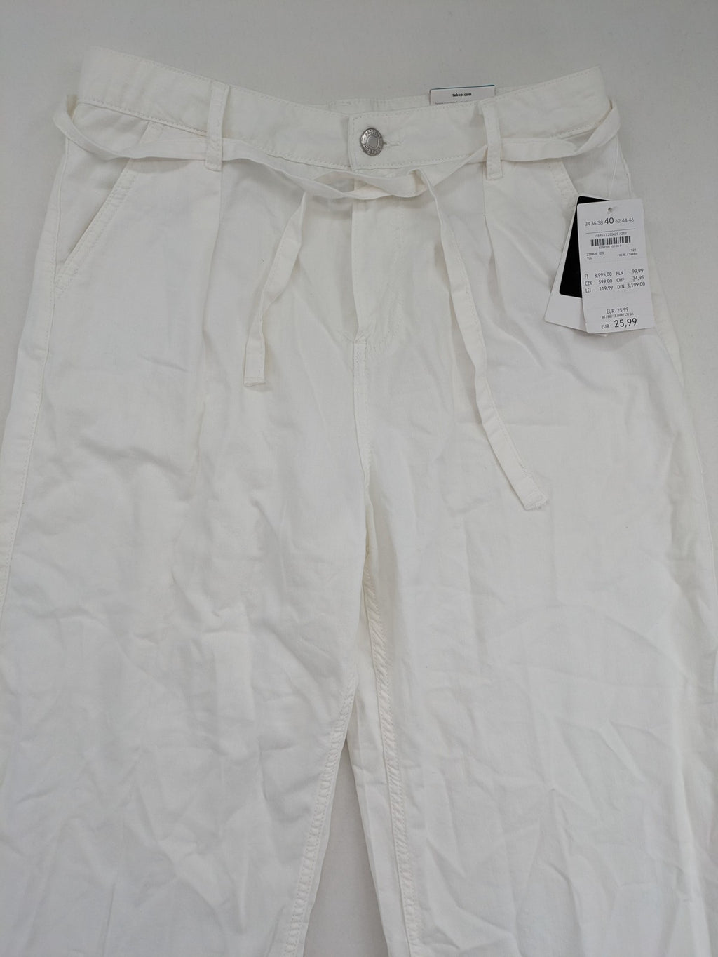 Page One white culotte pants high waist wide leg breathable linen blend with matching belt