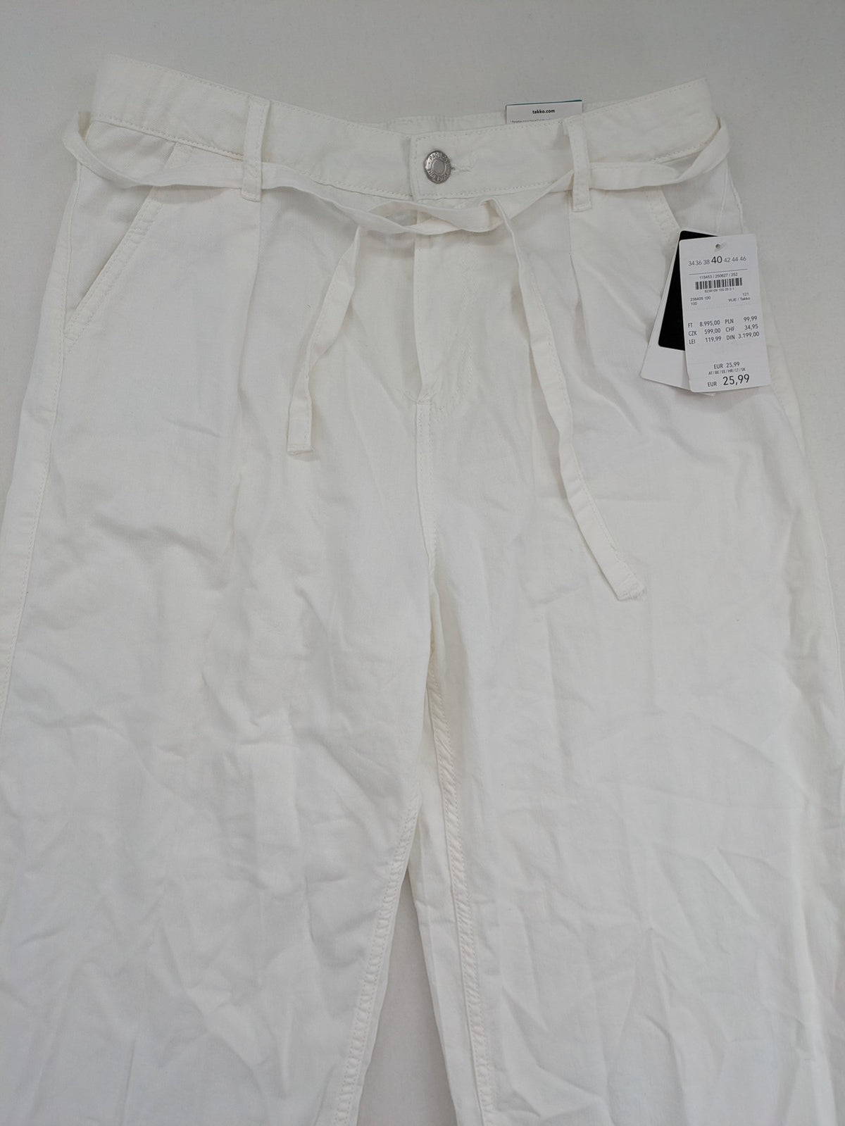 Page One white culotte pants high waist wide leg breathable linen blend with matching belt