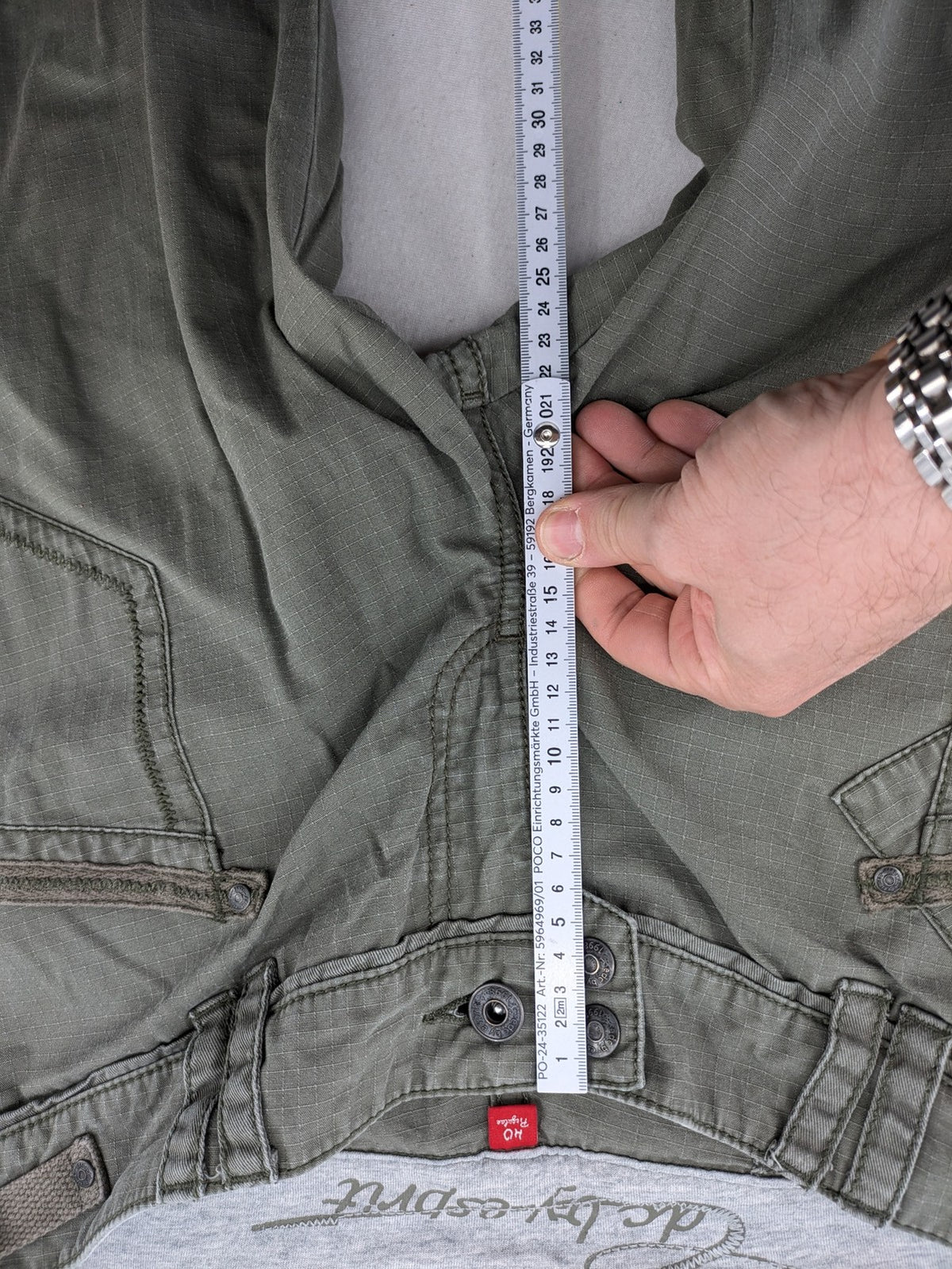 edc by Esprit khaki cargo pants ripstop fabric with multiple pockets and button fly