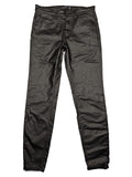 Stradivarius black coated straight jeans with leather-like finish and stretchy material.