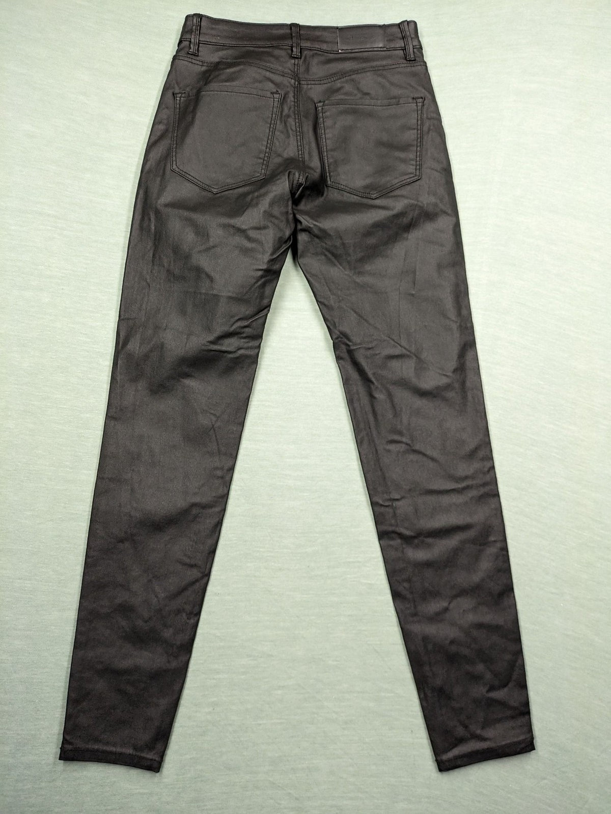 Stradivarius black coated skinny jeans faux leather finish stylish silhouette