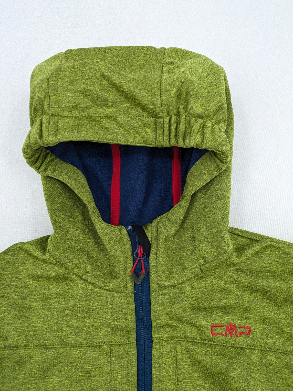 CMP outdoor coat blue and green with fleece lining, zip closure, and hood.
