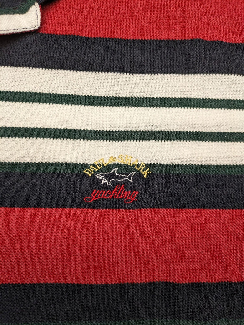Paul & Shark Yachting striped polo shirt red navy white with embroidered logo on chest.