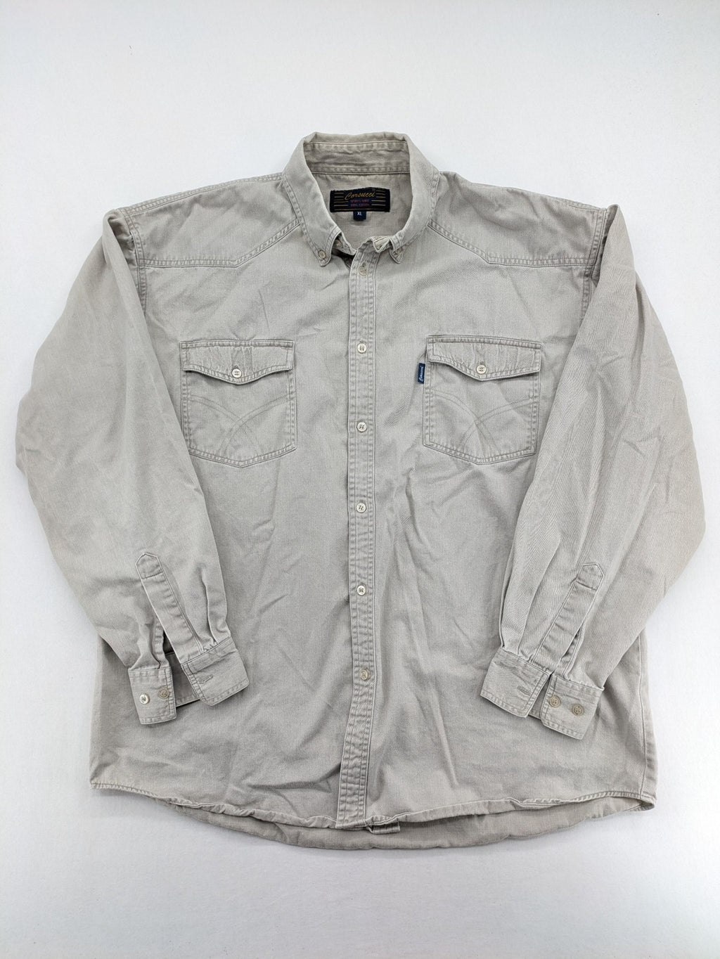Corsucci beige button-down shirt 100% cotton with buttoned chest pockets and classic collar
