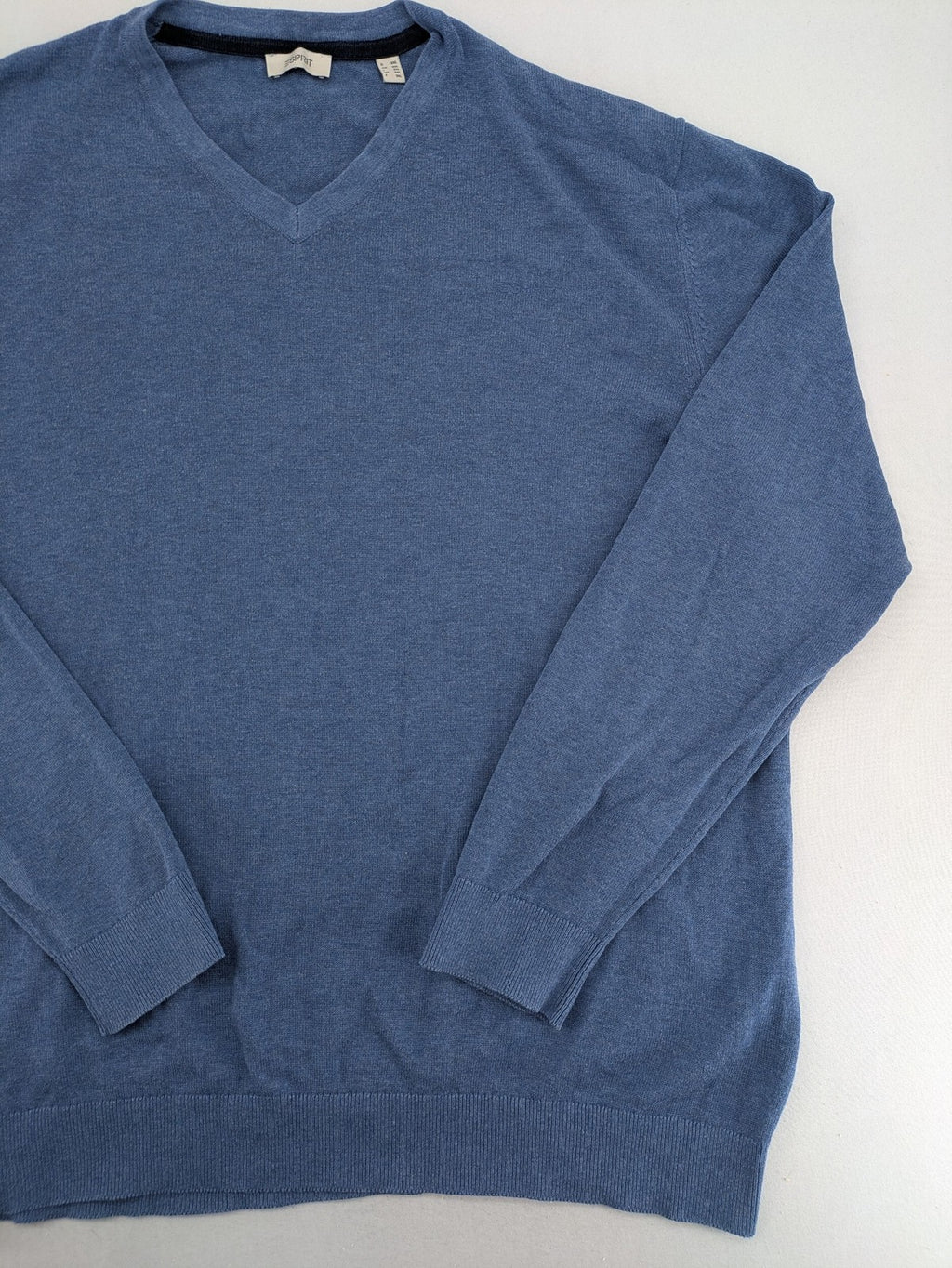 Esprit blue turtle neck jumper, V-neck, soft cotton, classic design.