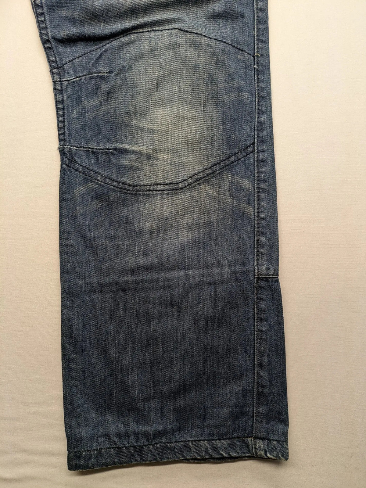Jack & Jones blue straight jeans with biker panel details and button-fly closure.