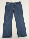 RE&X blue straight jeans medium wash 5-pocket design with stretch denim material