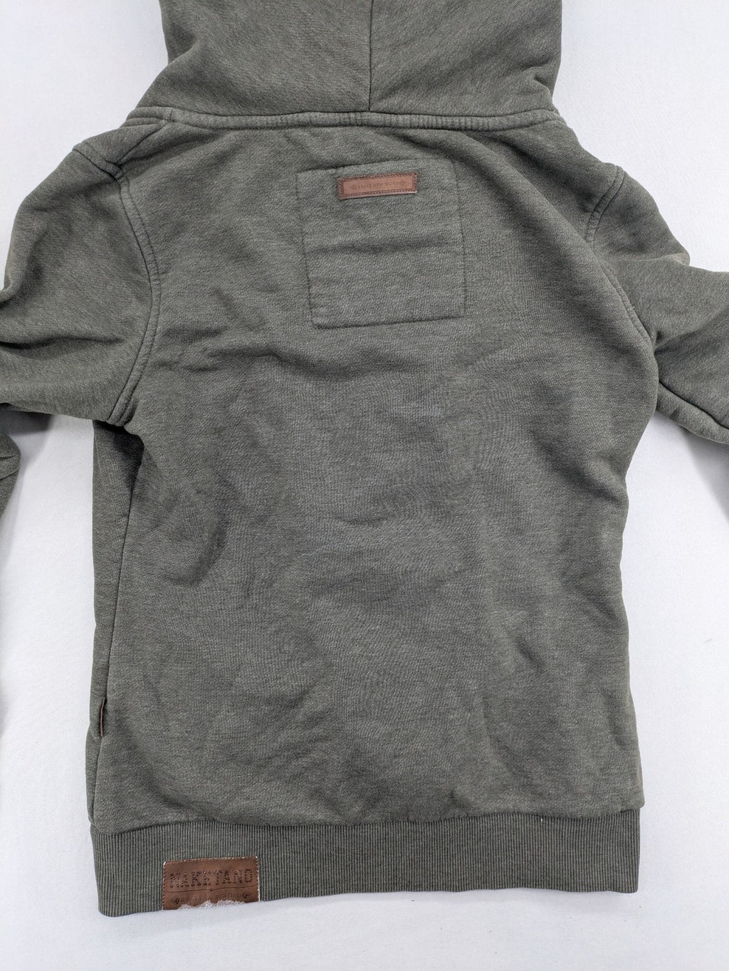 Naketano grey hoodie jacket asymmetrical zipper high collar soft cotton-polyester blend