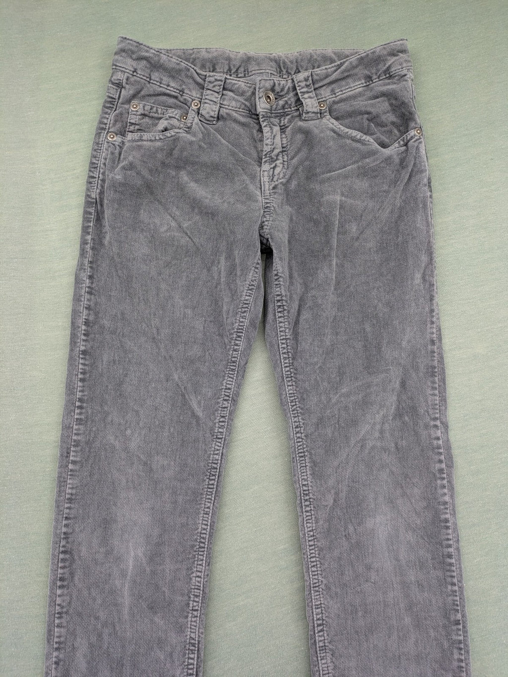Eddie Pen grey cord pants 5-pocket design stretch cotton fabric
