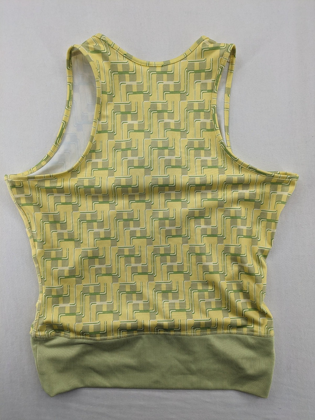 Adidas tank top green yellow geometric pattern V-neck Climalite technology