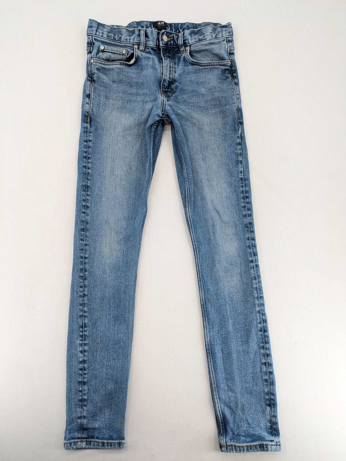 H&M blue skinny fit jeans classic 5-pocket design medium wash stretch denim
