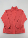 Black Bear black rain jacket with coral pink mesh lining and full zipper.