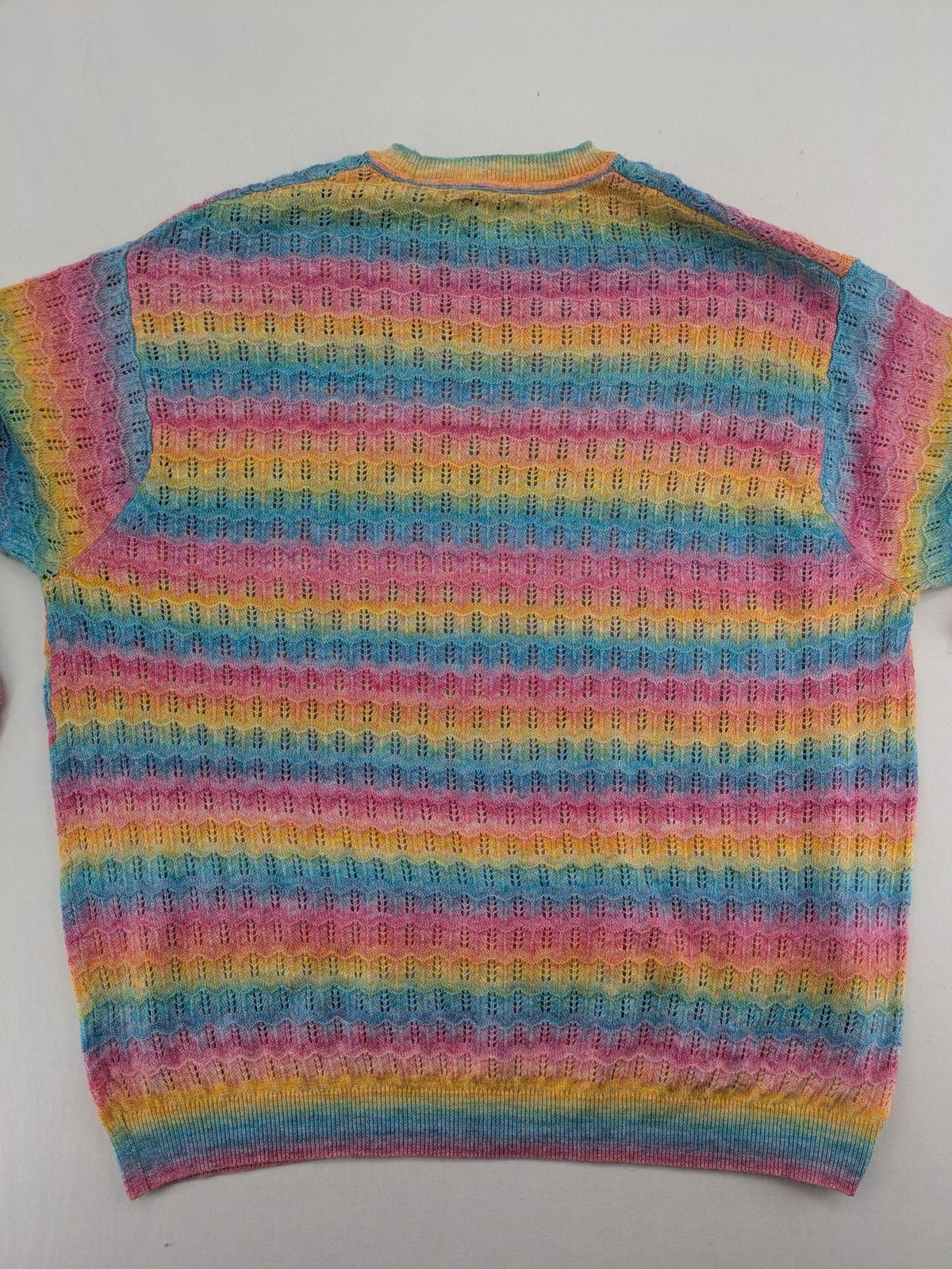 ASOS DESIGN multi turtle neck jumper rainbow striped open knit wool blend
