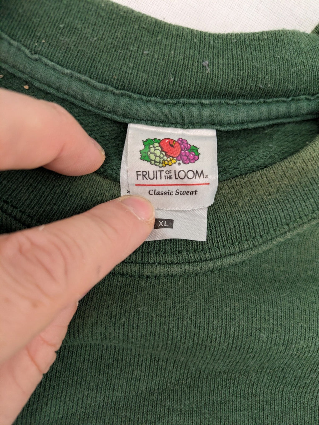 Fruit of the Loom green turtle neck jumper with embroidered Deutschland eagle logo.