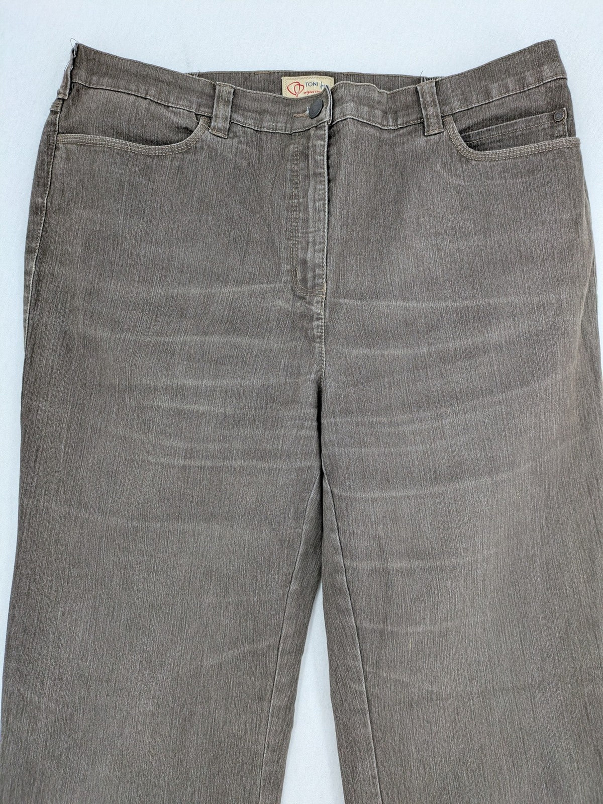 TONI grey straight jeans super slim fit with elastic waistband and classic 5-pocket design.