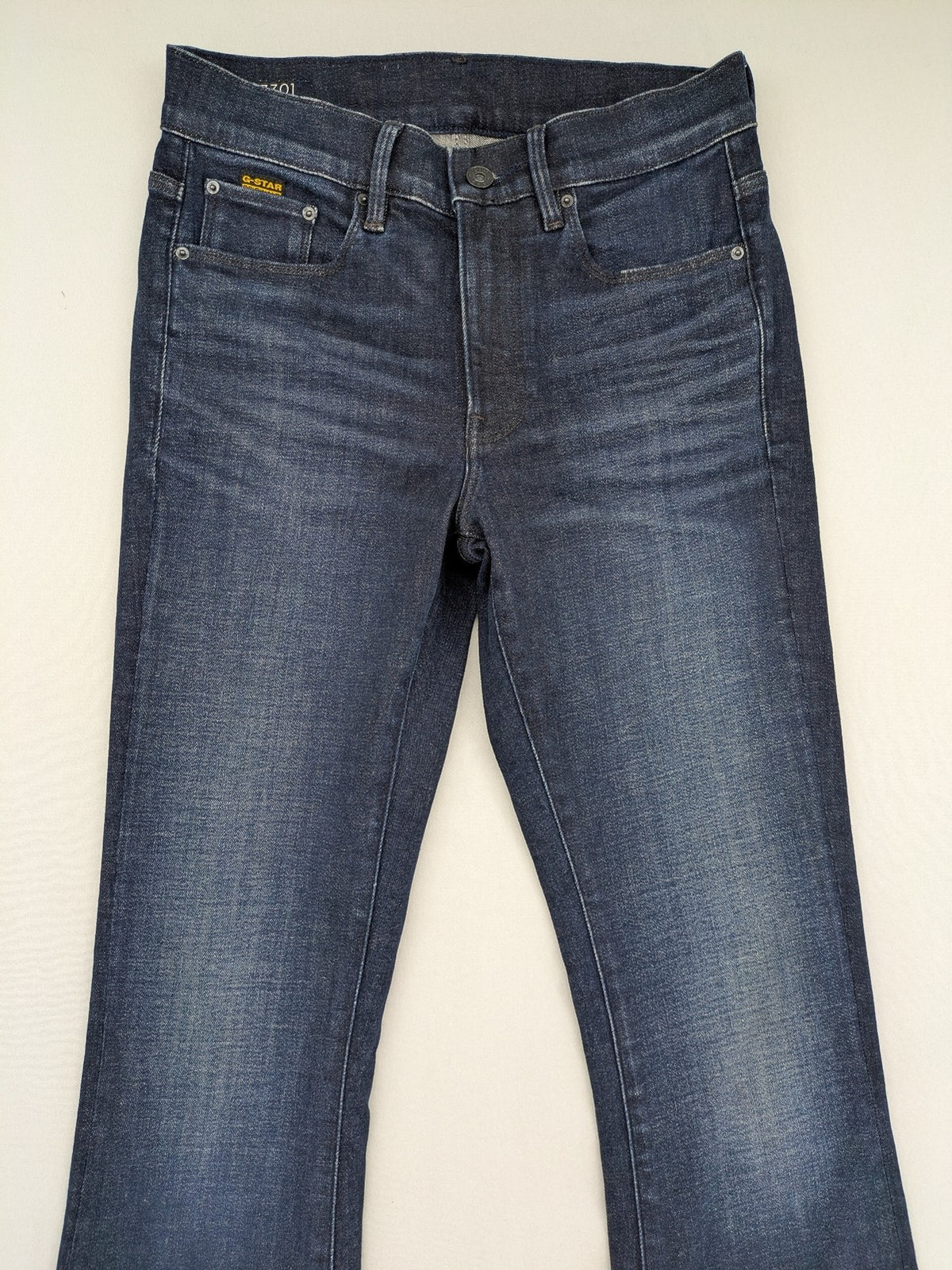G-Star Raw blue flare jeans with classic 5-pocket design and stretch denim material.
