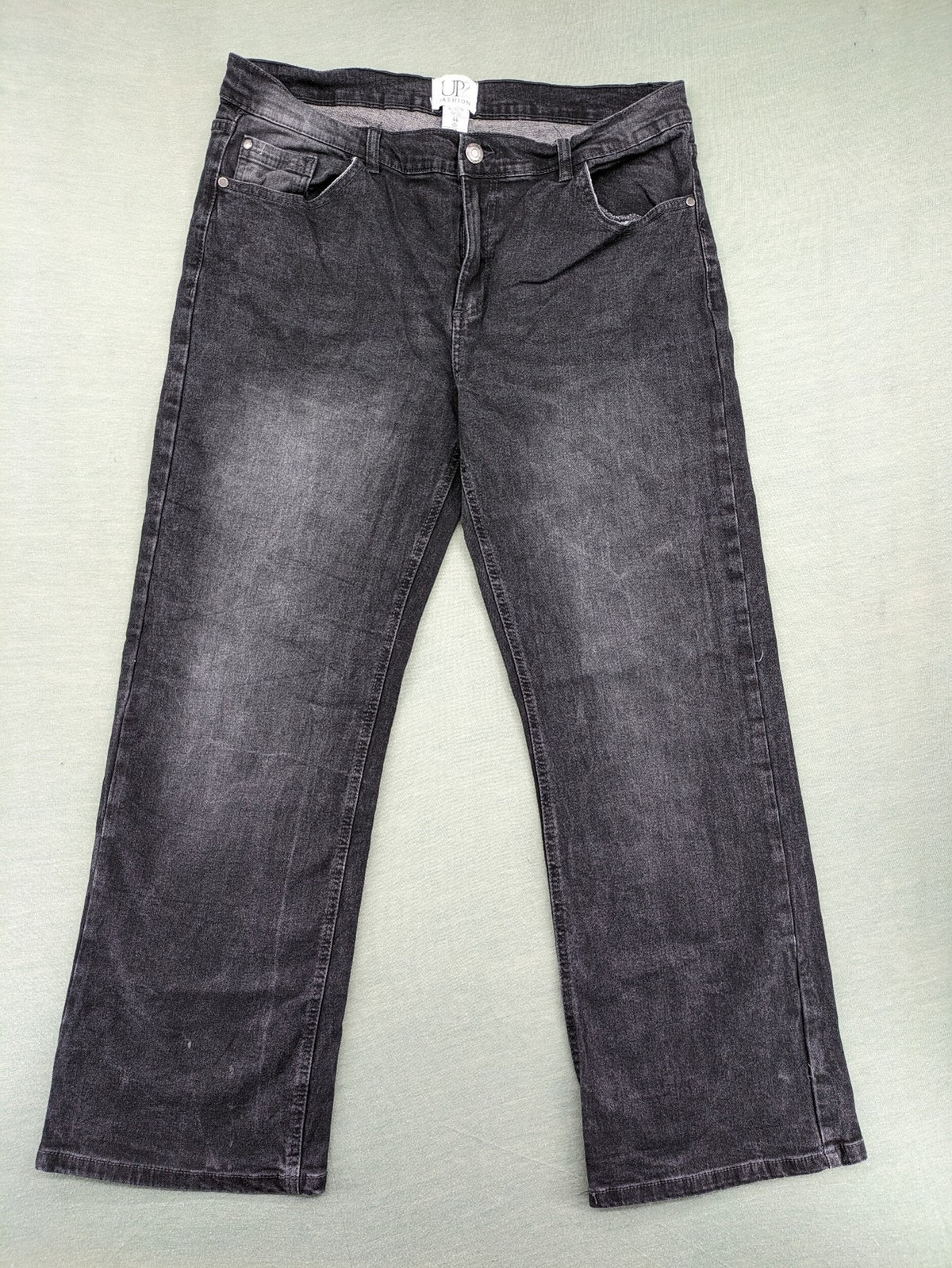 up2 fashion black straight jeans washed look 5-pocket design cotton blend