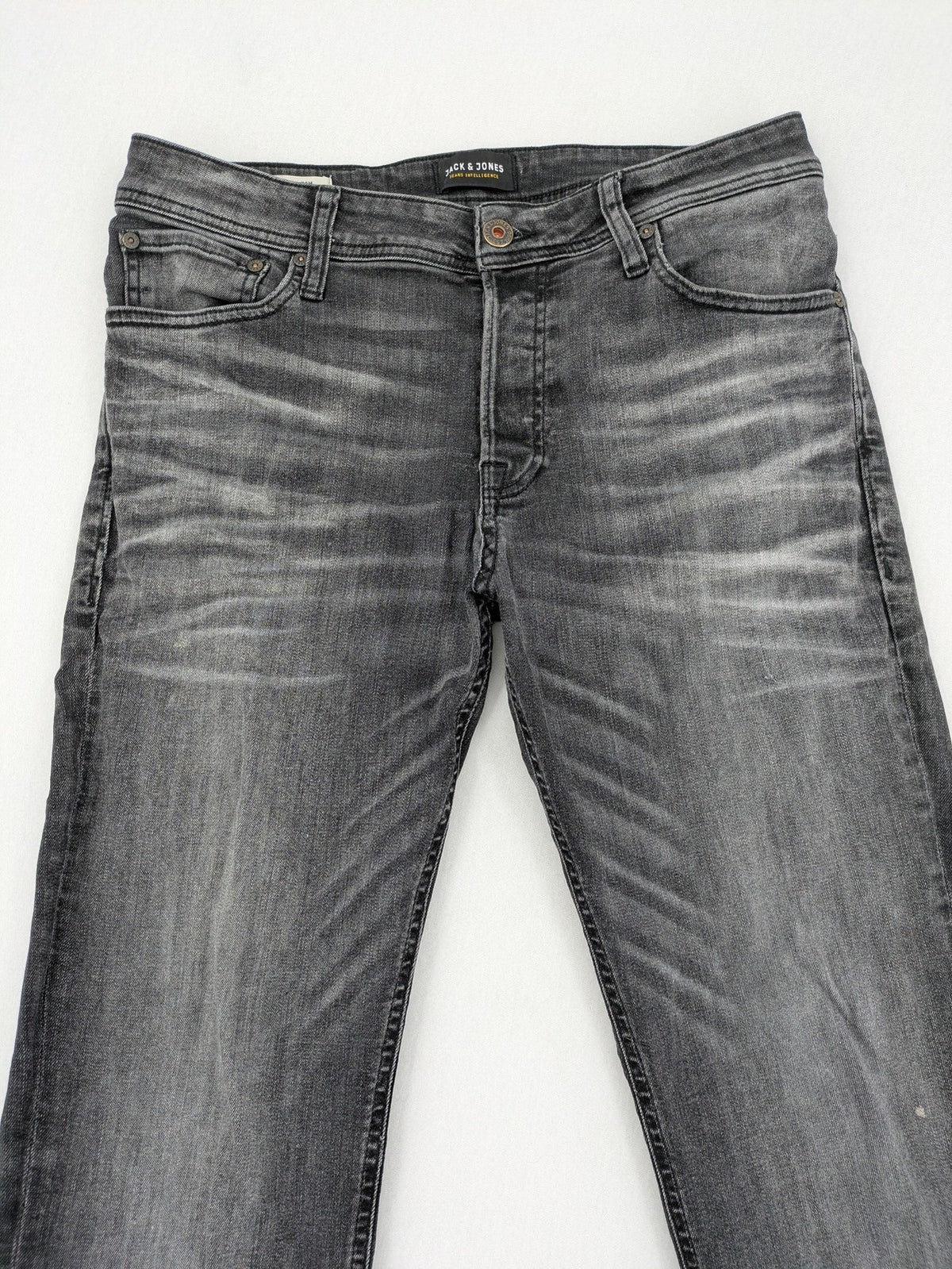 Jack & Jones straight jeans faded black grey wash five-pocket design stretch denim