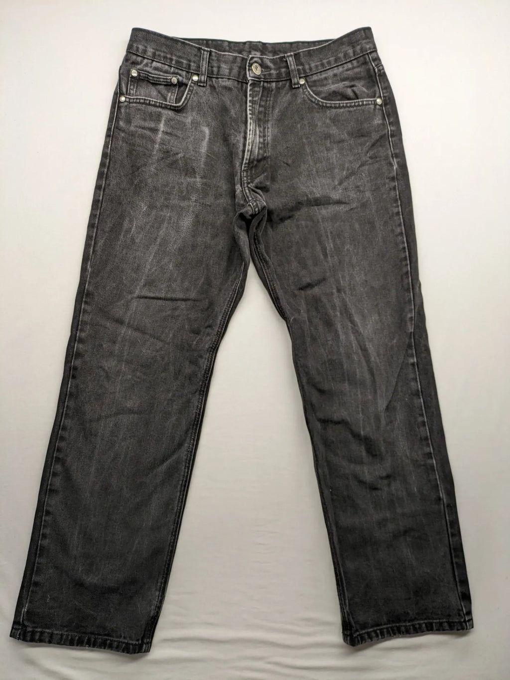 Manguun straight jeans black grey washed denim 5-pocket design regular fit