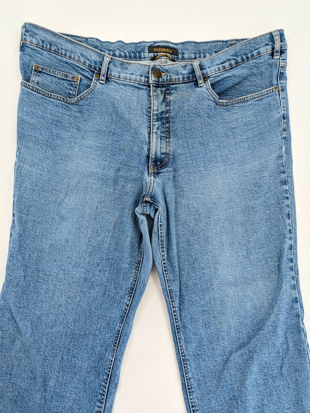 Paddock's blue straight jeans classic 5-pocket style with zipper, comfortable stretch denim.