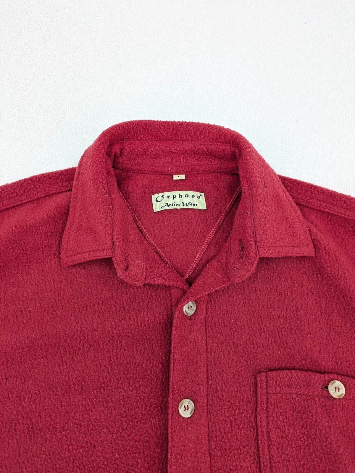 Outdoor red fleece shirt large button-up design with chest pocket and soft material