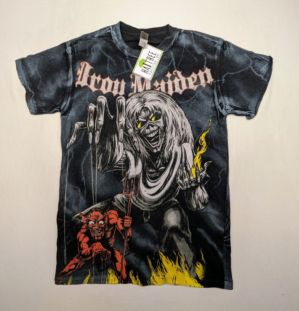 Iron Maiden multi t-shirt featuring "The Number of the Beast" artwork and all-over lightning print.