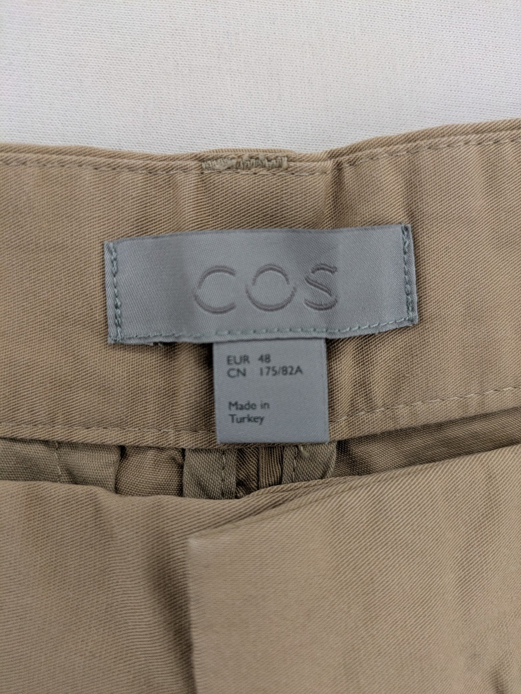 COS beige chino pants flat front straight cut cotton-lyocell blend