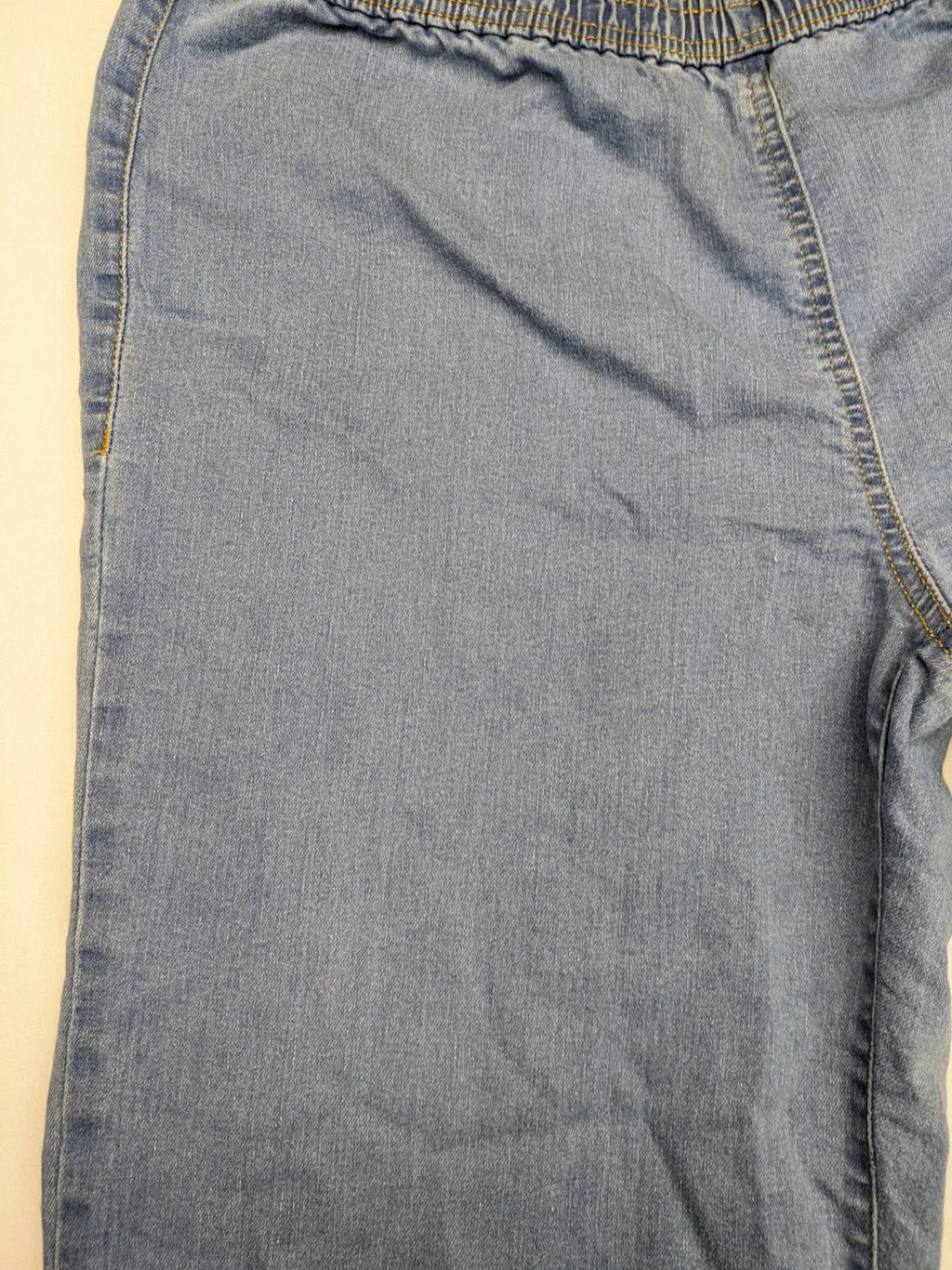 AproductZ blue straight jeans with elastic waistband and comfortable stretch fabric.