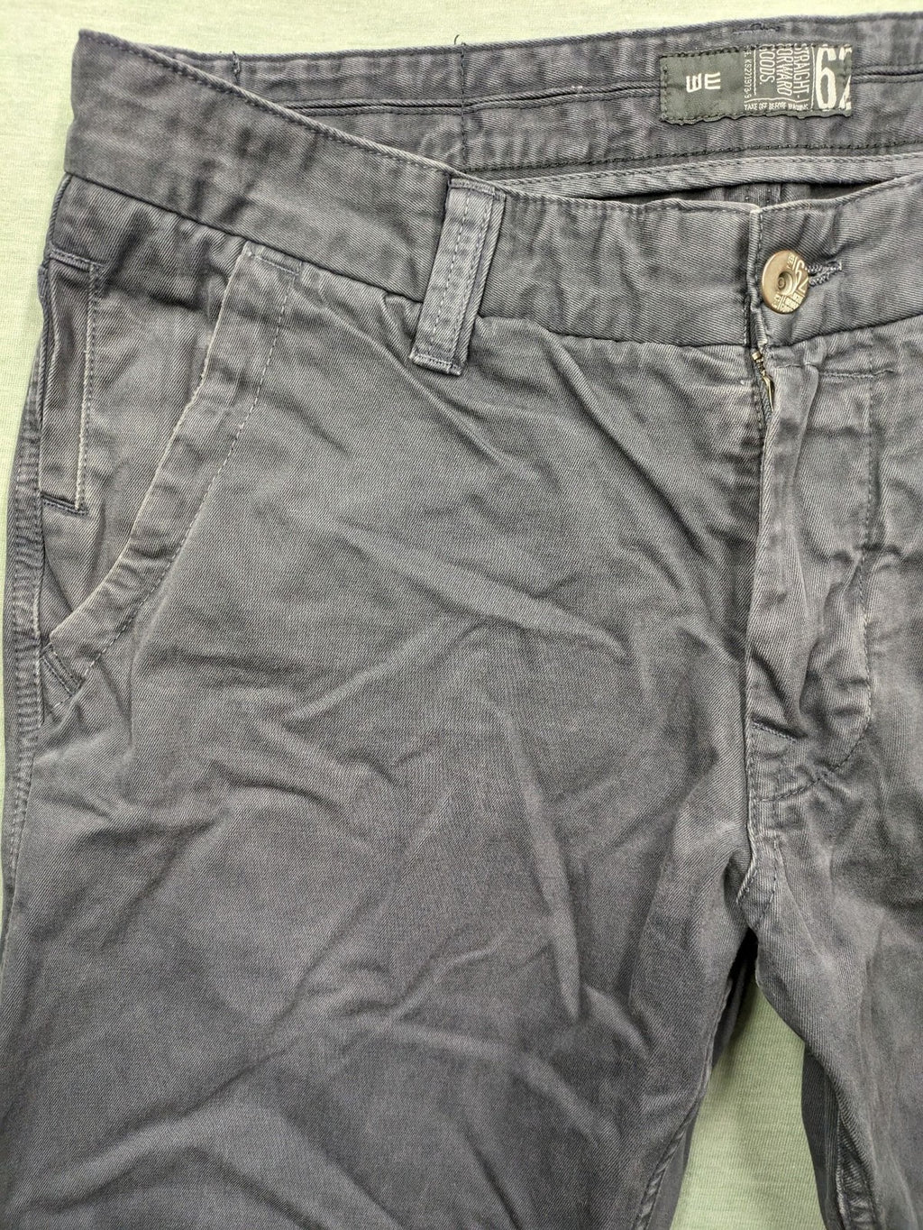 WE pink straight fit pants 100% cotton with zipper fly and belt loops.