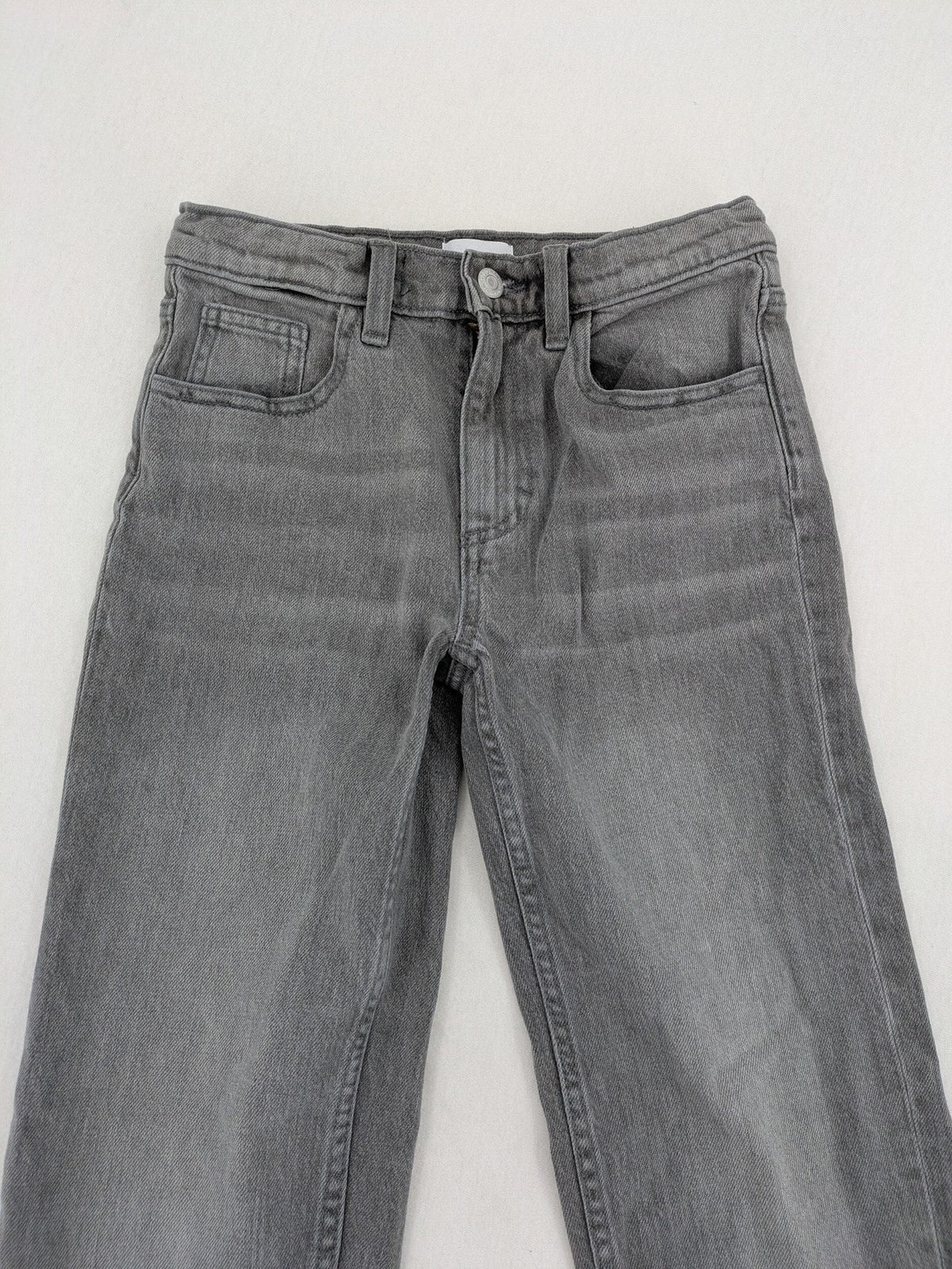 Old Navy navy straight jeans with adjustable waistband and classic 5-pocket design.