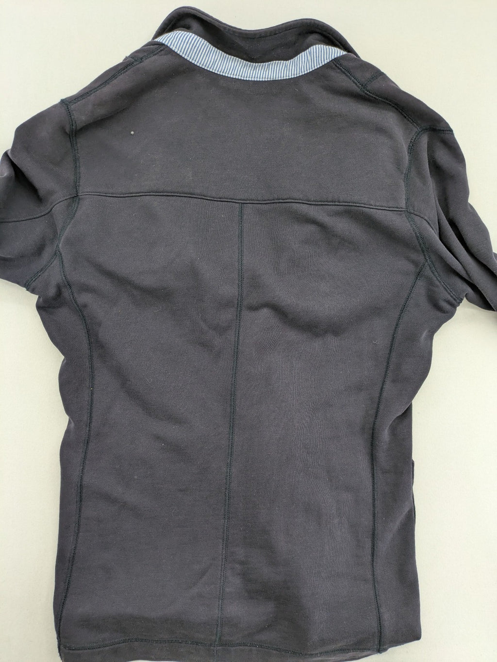 Marc O'Polo grey sweatblazer jacket, structured organic cotton, elbow patches, striped inner lining.