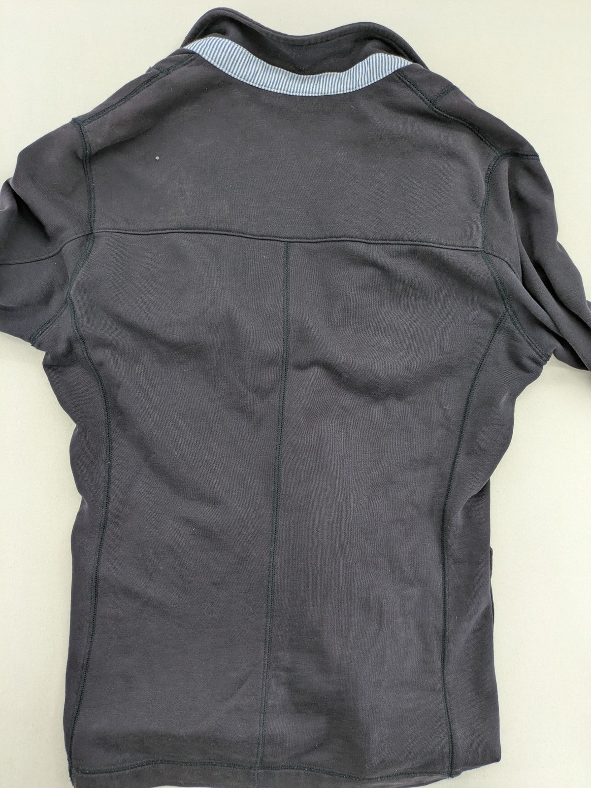 Marc O'Polo grey sweatblazer jacket, structured organic cotton, elbow patches, striped inner lining.