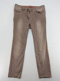 Comma brown straight leg jeans with classic five-pocket design and subtle logo embroidery.