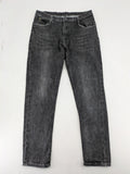 Denim straight jeans black grey washed stretch cotton 5-pocket design with logo details