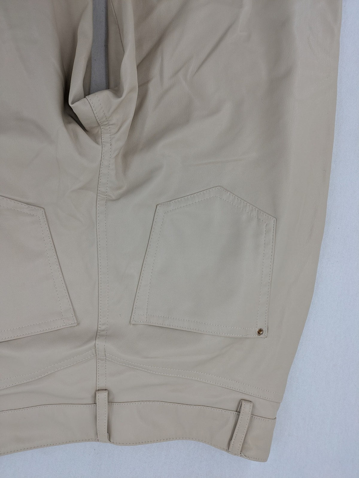 Zara beige faux leather pants high waist straight leg classic design smooth material