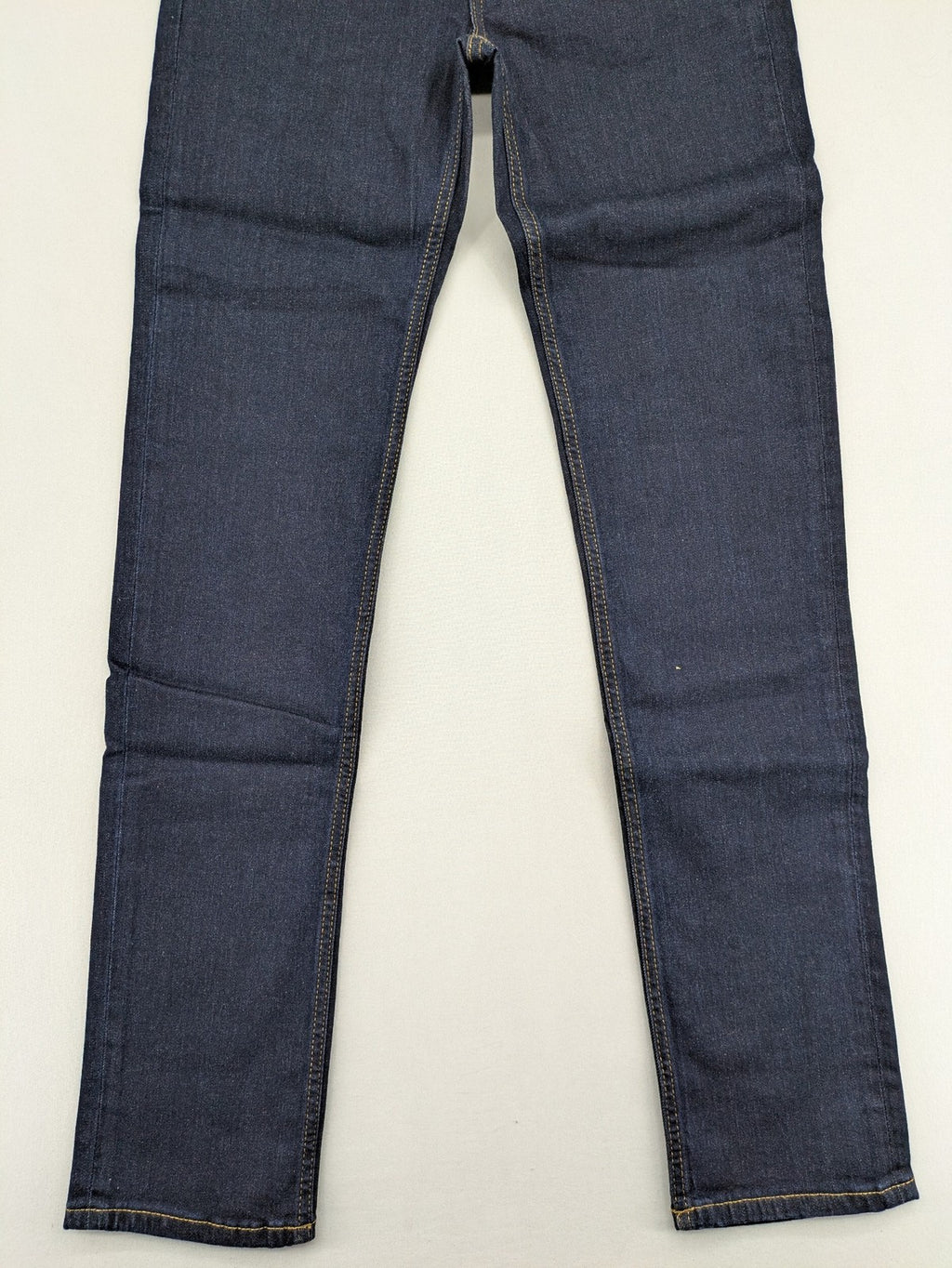 Esprit blue straight leg jeans mid rise with classic 5-pocket design and contrast stitching.