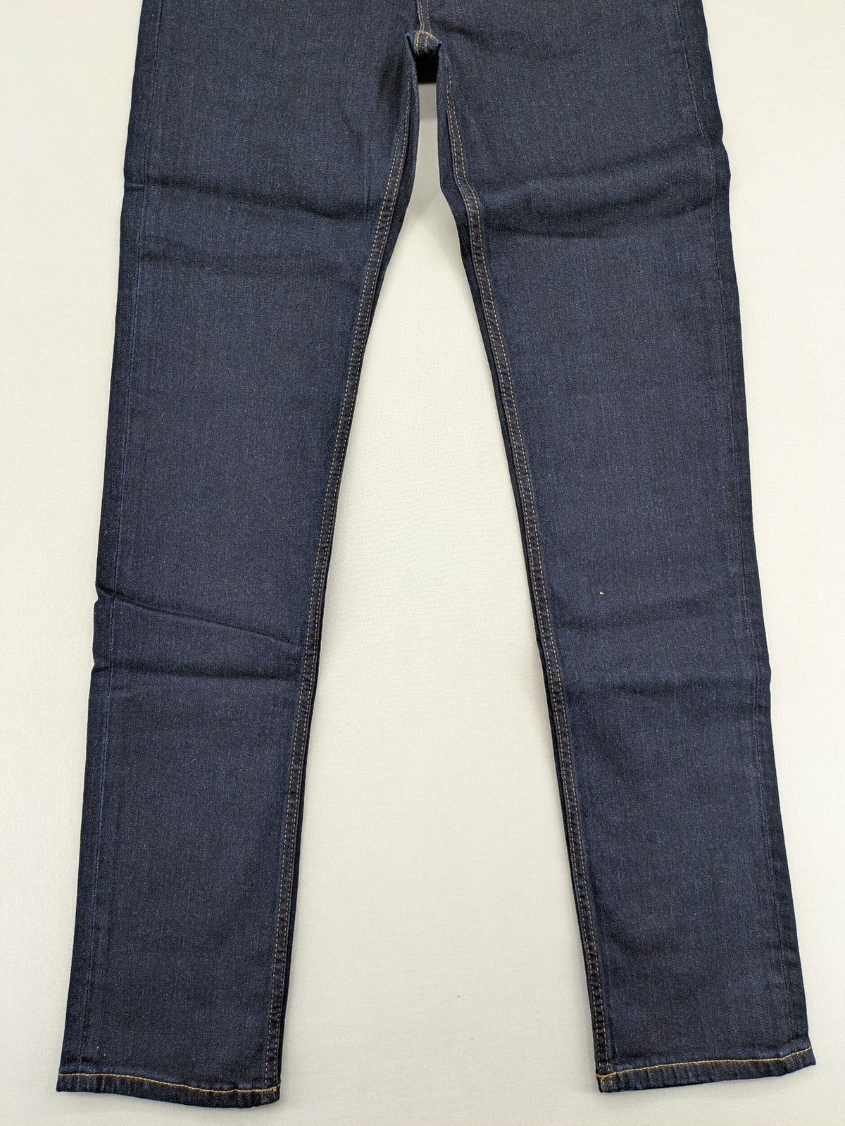 Esprit blue straight leg jeans mid rise with classic 5-pocket design and contrast stitching.