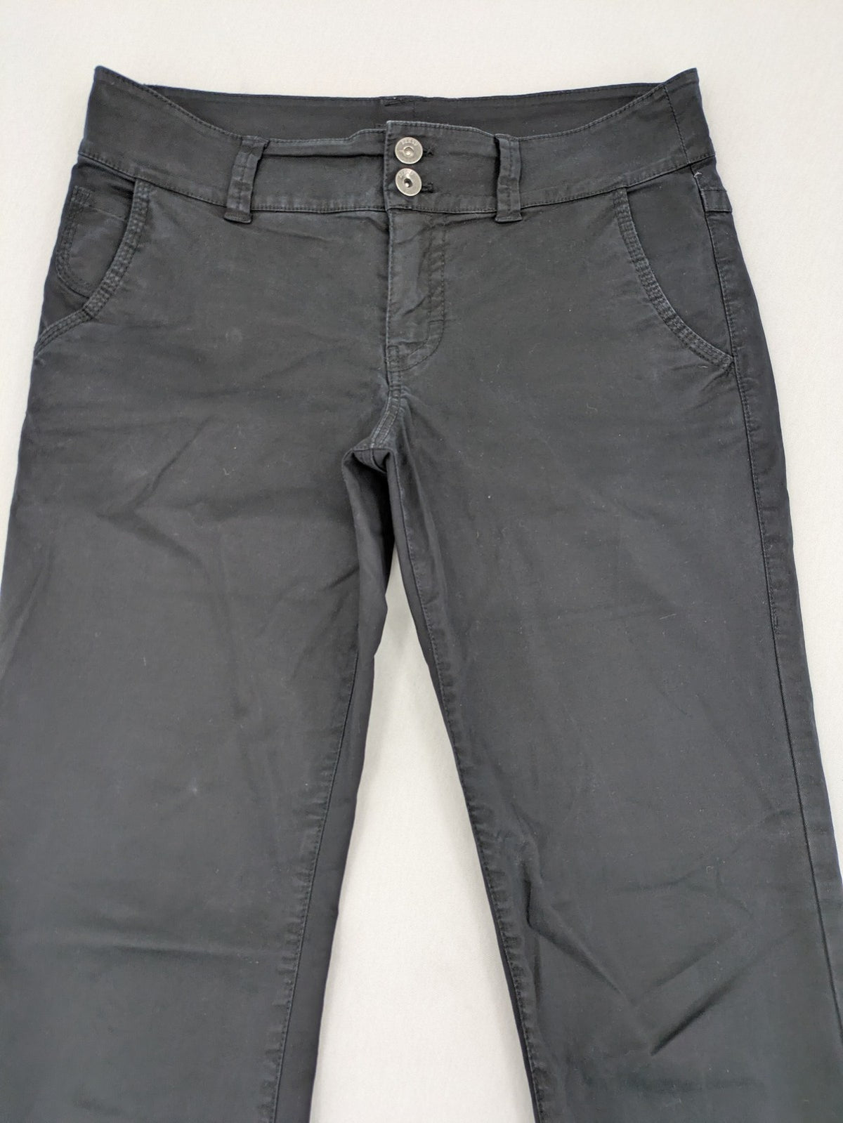 Bernd Berger grey chino pants with double button closure and straight leg design.