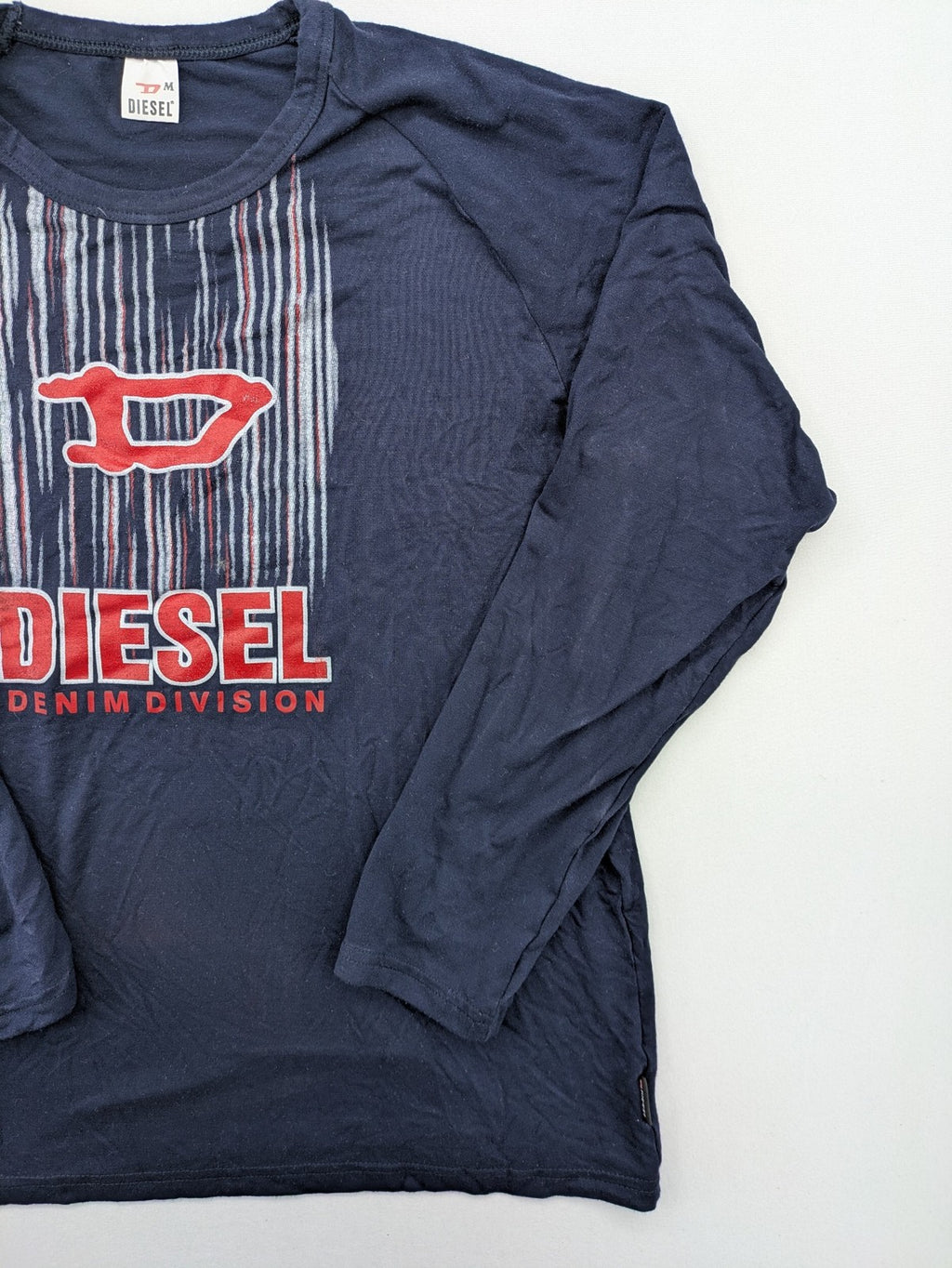 Diesel long sleeve shirt blue with Denim Division logo graphic and classic fit.