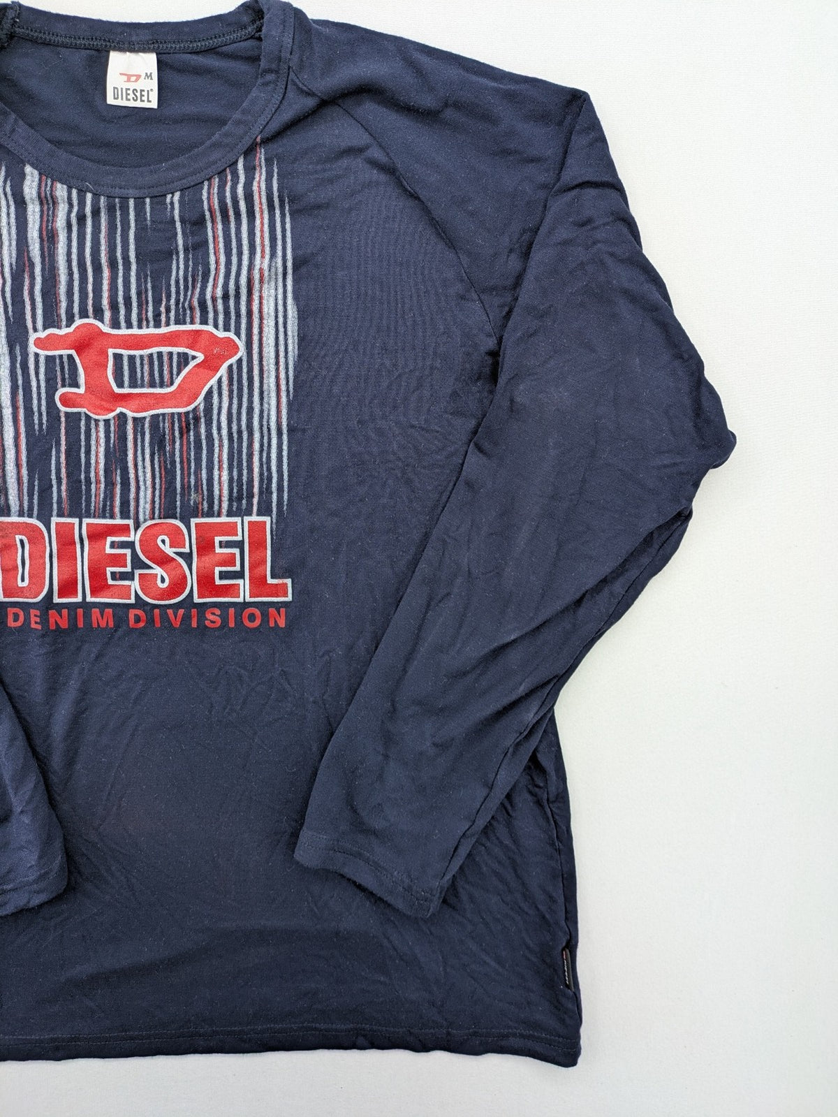 Diesel long sleeve shirt blue with Denim Division logo graphic and classic fit.