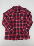 Baumwolle red check flannel shirt long sleeve with two chest pockets and button-down collar.