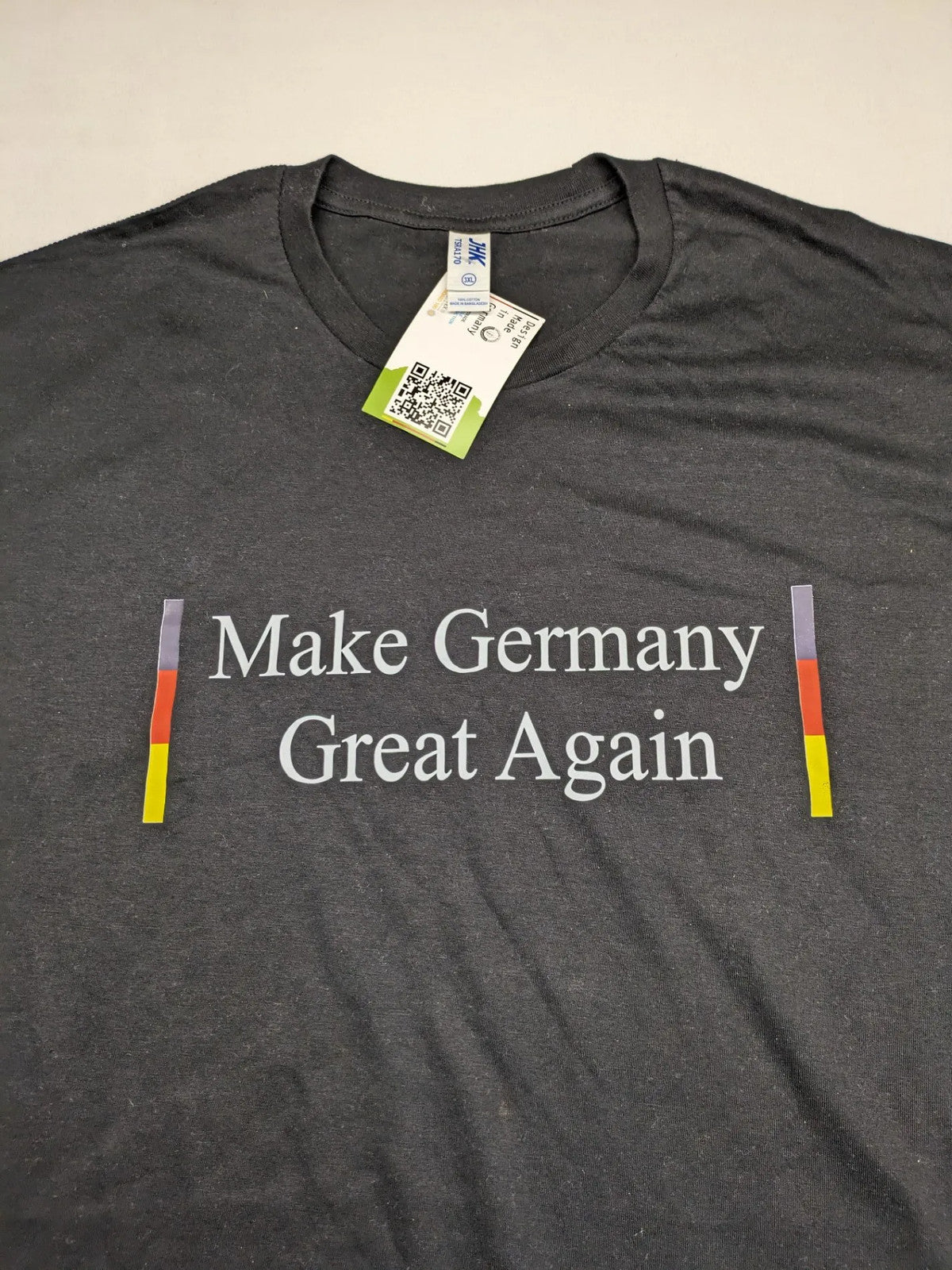 AFD turtle neck jumper multi "Make Germany Great Again" print with German flag colors.